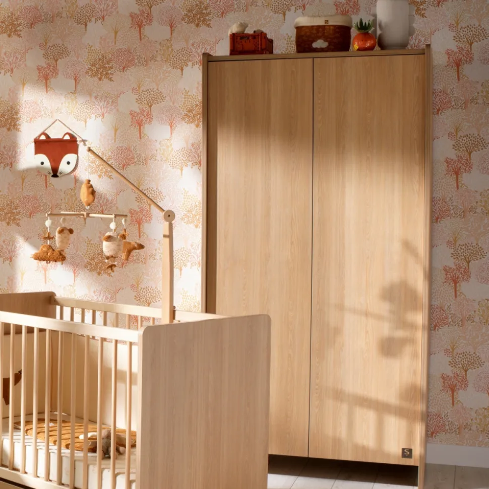 Chambre bébé trio lit 70x140cm + commode + armoire cannelle
