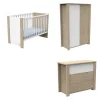 Chambre bébé trio lit 60x120cm+commode+armoire antonin bois et blanc