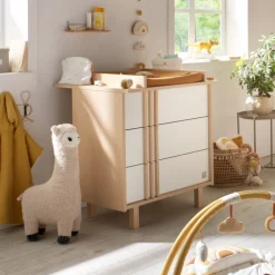Chambre bébé trio lit 60x120cm (non transformable) + commode + armoire nature