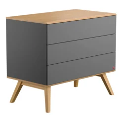 Chambre bébé trio lit 70x140 + commode + armoire gris nature
