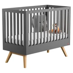 Chambre bébé trio lit 70x140 + commode + armoire gris nature