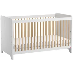Chambre bébé trio lit 60x120 + commode + armoire blanc leaf