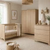 Chambre bébé trio tsugi lit 70 x 140 cm + armoire xl+ commode avec plan à langer honey ash