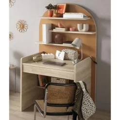 Chambre duo arche lit transformable + commode/bureau caramel