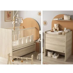 Chambre duo arche lit transformable + commode/bureau caramel