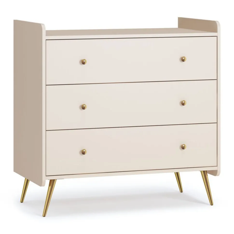 Chambre duo beige lit 70x140 + commode - collection lunea