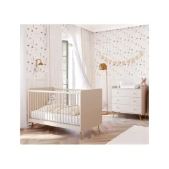 Chambre duo beige lit 70x140 + commode - collection lunea