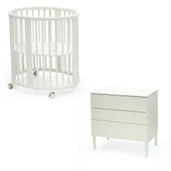 Chambre duo berceau sleepi blanc + commode sleepi blanc