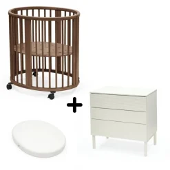 Chambre duo berceau sleepi + commode sleepi + matelas - warm brown