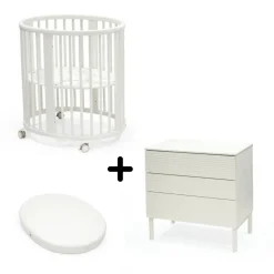 Chambre duo berceau sleepi + commode sleepi + matelas - white