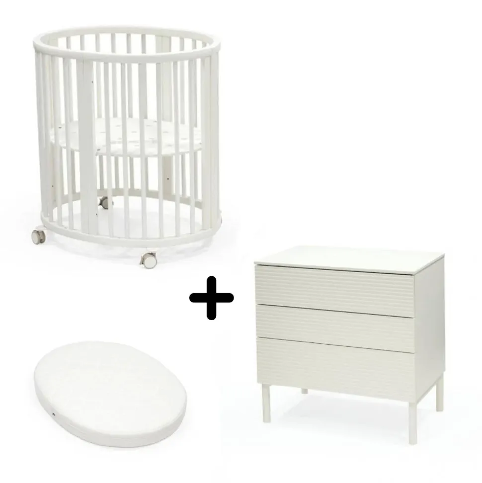 Chambre duo berceau sleepi + commode sleepi + matelas - white