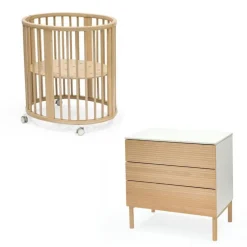 Chambre duo berceau sleepi naturel + commode sleepi naturel