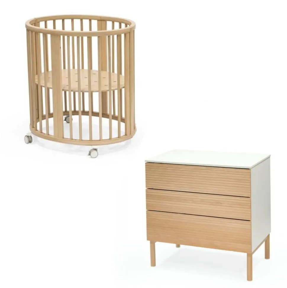 Chambre duo berceau sleepi naturel + commode sleepi naturel