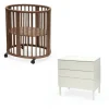 Chambre duo berceau sleepi warm brown + commode sleepi white