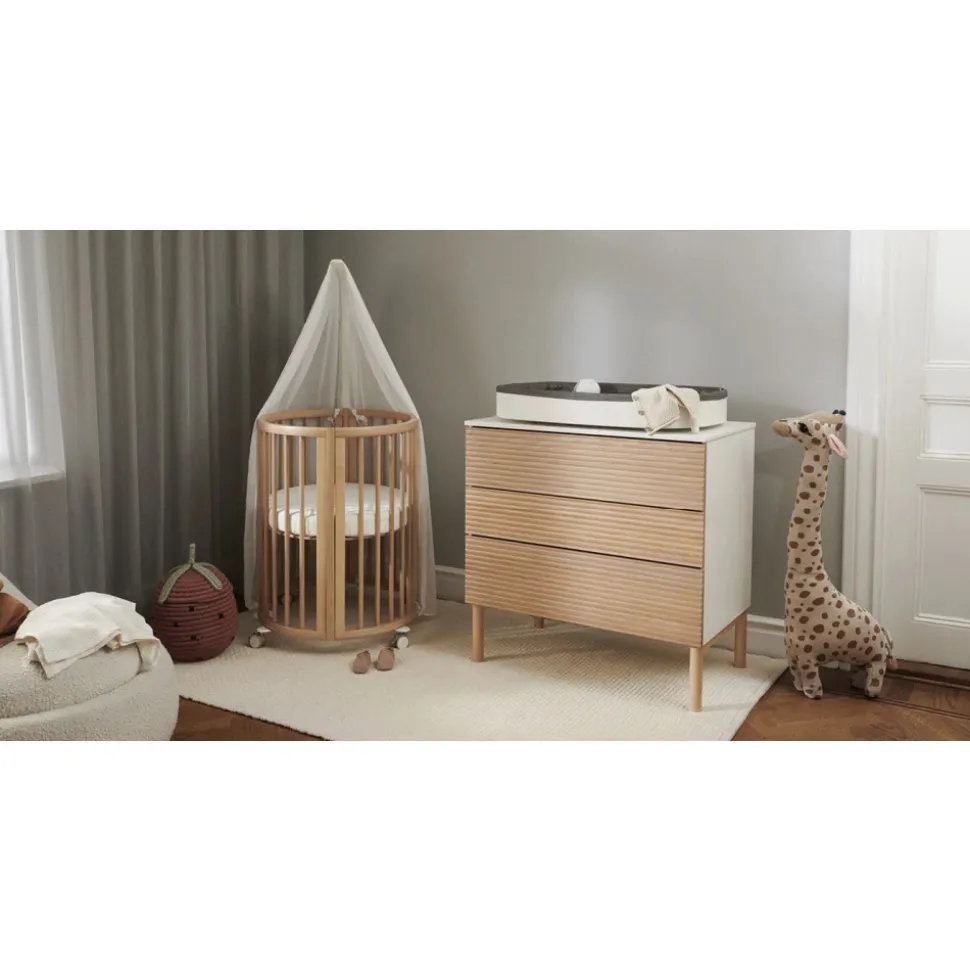 Chambre duo berceau sleepi warm brown + commode sleepi white