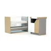 Chambre duo carnaval lit combiné 60x120 + meuble à langer blanc, bouleau et chêne
