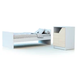 Chambre duo carnaval lit combiné 60x120 + meuble à langer décor bouleau