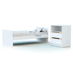 Chambre duo carrousel lit évolutif 60x120 blanc et hêtre verni