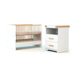 Chambre duo gavroche lit évolutif 60x120 blanc et hêtre