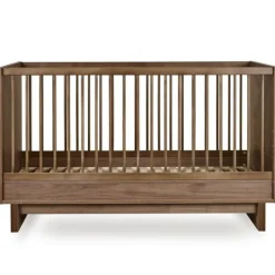 Chambre duo kyo lit bébé évolutif 70 x 140 cm + commode avec plan à langer - walnut