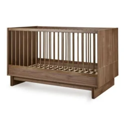 Chambre duo kyo lit bébé évolutif 70 x 140 cm + commode avec plan à langer - walnut
