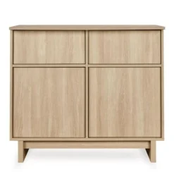 Chambre duo kyo lit bébé évolutif 70 x 140 cm + commode avec plan à langer - walnut
