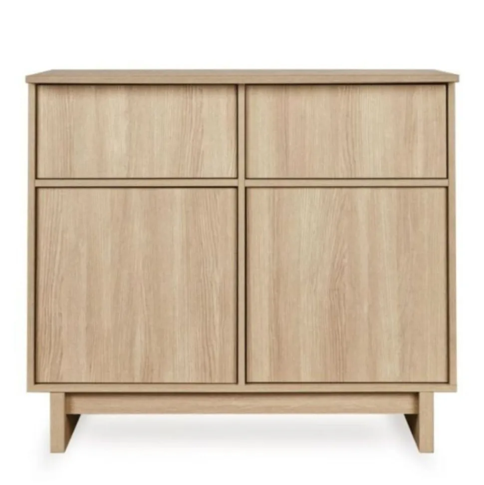 Chambre duo kyo lit bébé évolutif 70 x 140 cm + commode avec plan à langer - walnut
