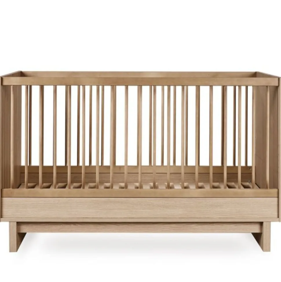 Chambre duo kyo lit bébé évolutif 70 x 140 cm + commode avec plan à langer - walnut