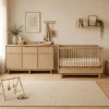 Chambre duo kyo lit bébé évolutif 70 x 120 cm + commode xl avec plan à langer - honey ash