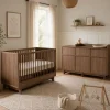 Chambre duo kyo lit bébé évolutif 70 x 120 cm + commode xl avec plan à langer - walnut