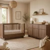 Chambre duo kyo lit bébé évolutif 70 x 140 cm + commode xl avec plan à langer - walnut