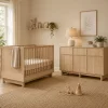 Chambre duo kyo lit bébé évolutif 70 x 140 cm + commode xl avec plan à langer - honey ash