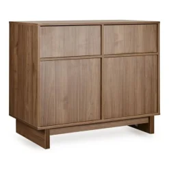 Chambre duo kyo lit bébé évolutif 70 x 120 cm + commode avec plan à langer - walnut