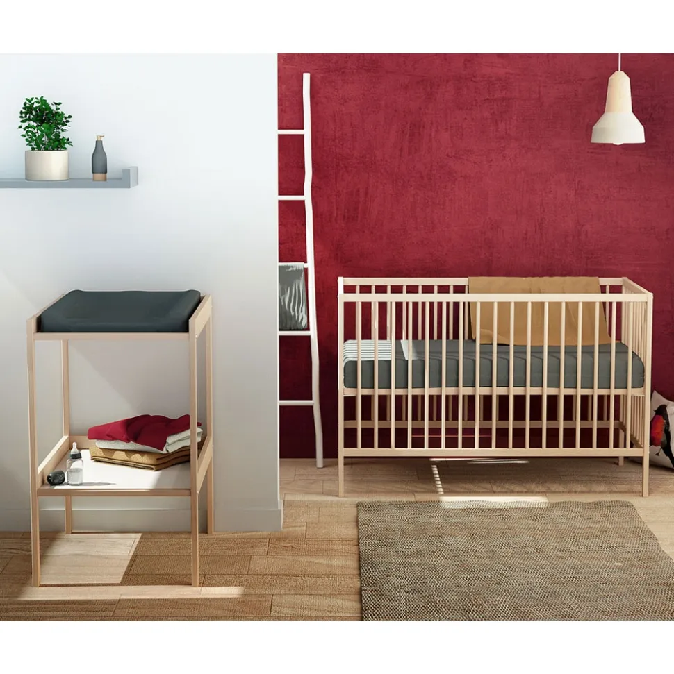 Chambre duo lit bébé et table à langer brut