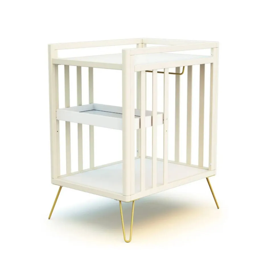 Chambre duo lit bébé only de jurababy blanc perle et jaune 60x120 + table a langer