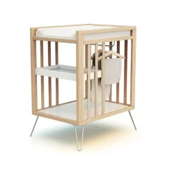 Chambre duo lit bébé only de jurababy hêtre et acier 60x120 + table a langer