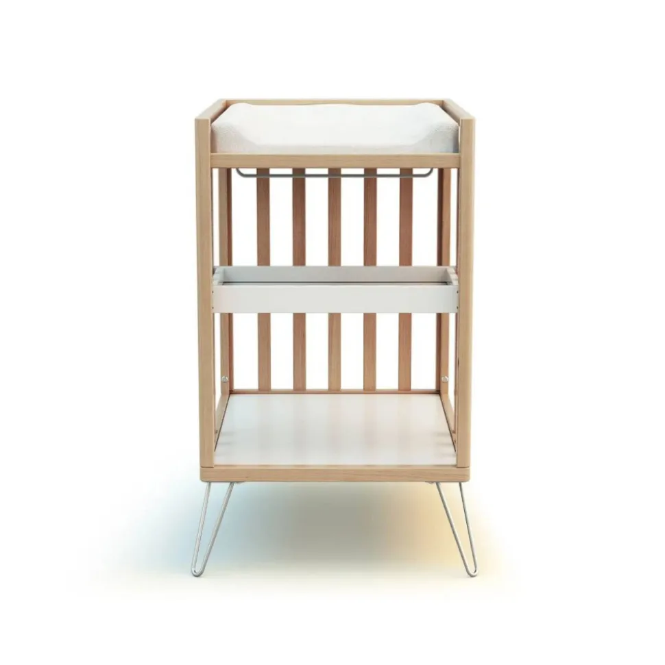 Chambre duo lit bébé only de jurababy hêtre et acier 60x120 + table a langer