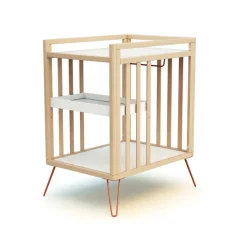 Chambre duo lit bébé only de jurababy 60x120 hêtre et terracotta + table a langer
