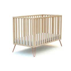 Chambre duo lit bébé only de jurababy 60x120 hêtre et terracotta + table a langer