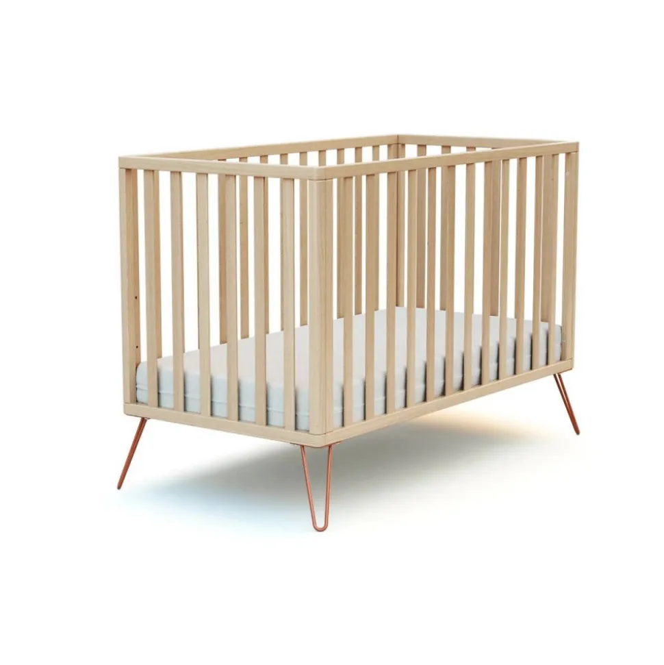 Chambre duo lit bébé only de jurababy 60x120 hêtre et terracotta + table a langer