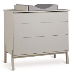 Chambre duo lit bébé 70x140 cm ashi argile+commode 3 tiroirs ashi argile avec plan à langer
