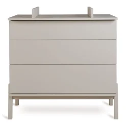 Chambre duo lit bébé 70x140 cm ashi argile+commode 3 tiroirs ashi argile avec plan à langer