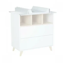 Chambre duo lit bébé 60x120 cm + commode avec plan à langer loft white