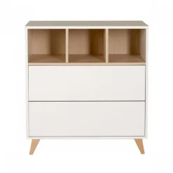 Chambre duo lit bébé 60x120 cm + commode avec plan à langer loft white