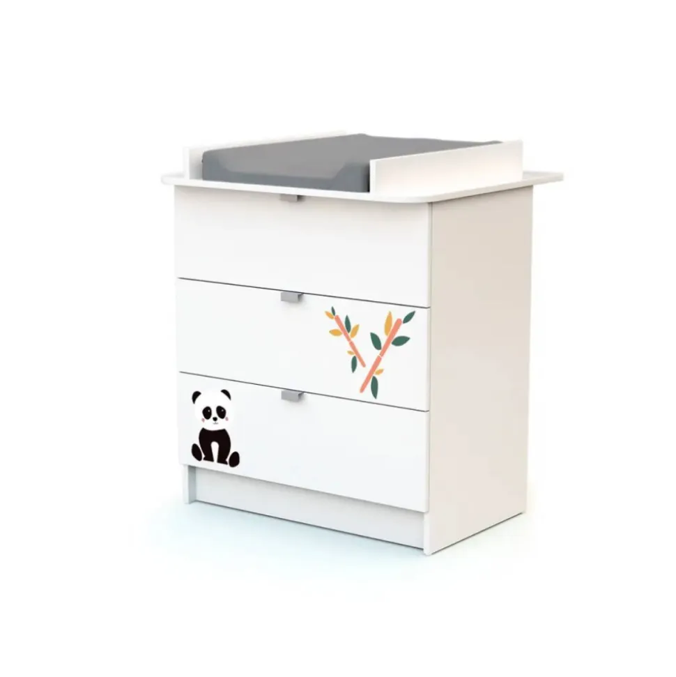 Chambre duo lit bébé 60x120 cm et commode à langer webaby panda