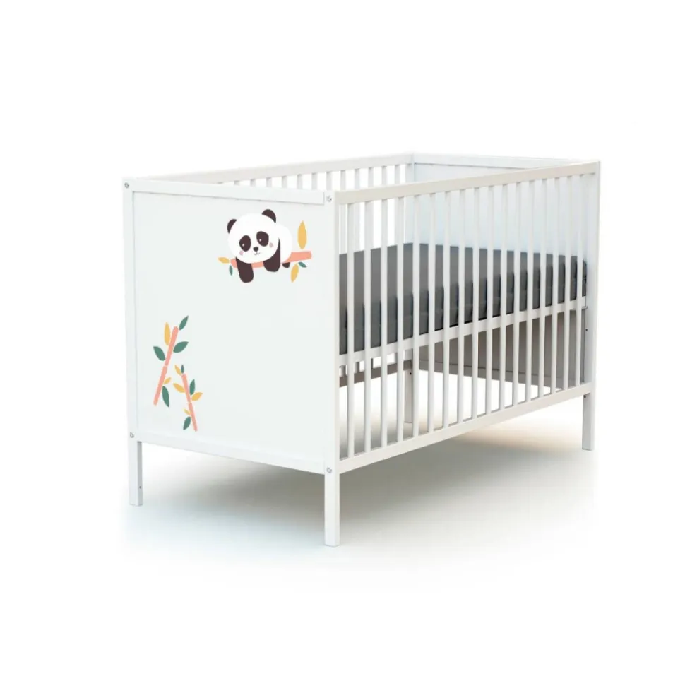 Chambre duo lit bébé 60x120 cm et commode à langer webaby panda