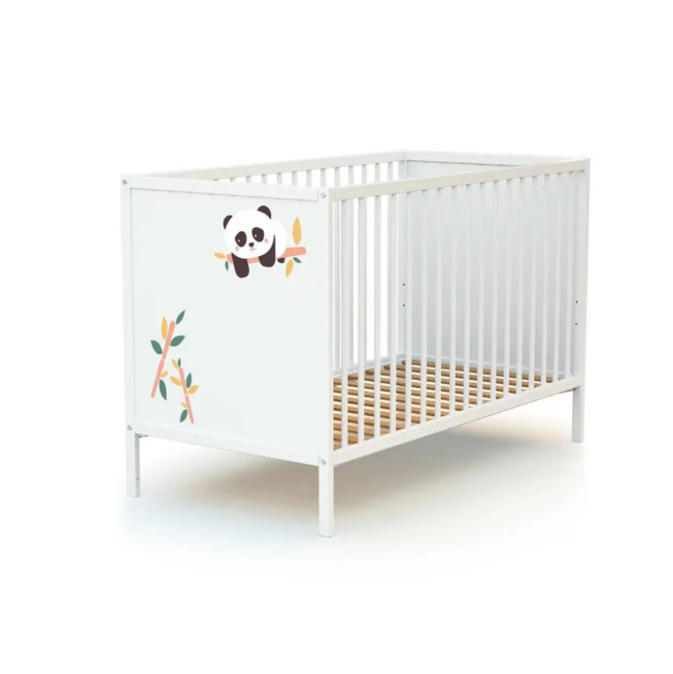 Chambre duo lit bébé 60x120 cm et commode à langer webaby panda