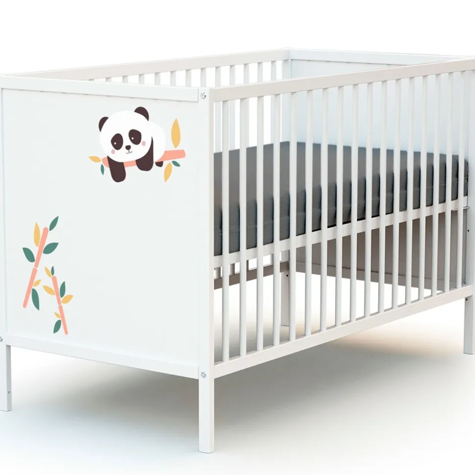 Chambre duo lit bébé 60x120 cm et meuble à langer webaby panda