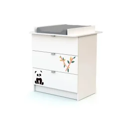 Chambre duo lit bébé 60x120 cm et meuble à langer webaby panda