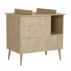 Chambre duo lit bébé 70x140 cm évolutif en lit enfant + commode avec plan à langer cocoon natural oak